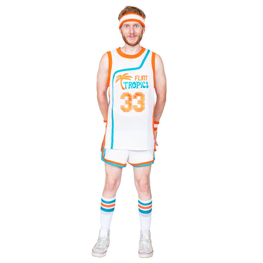 Jackie Moon Basketball Player Flint Tropics #33 Jersey and Shorts Halloween Costume Cosplay