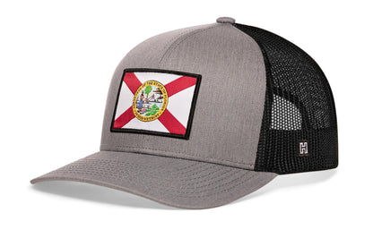 Florida Flag Trucker Haka Hat Gray-White FL Snapback