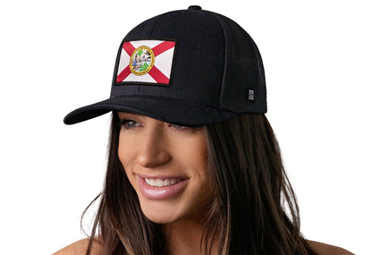 Florida Flag Trucker Haka Hat Gray-Black FL Snapback
