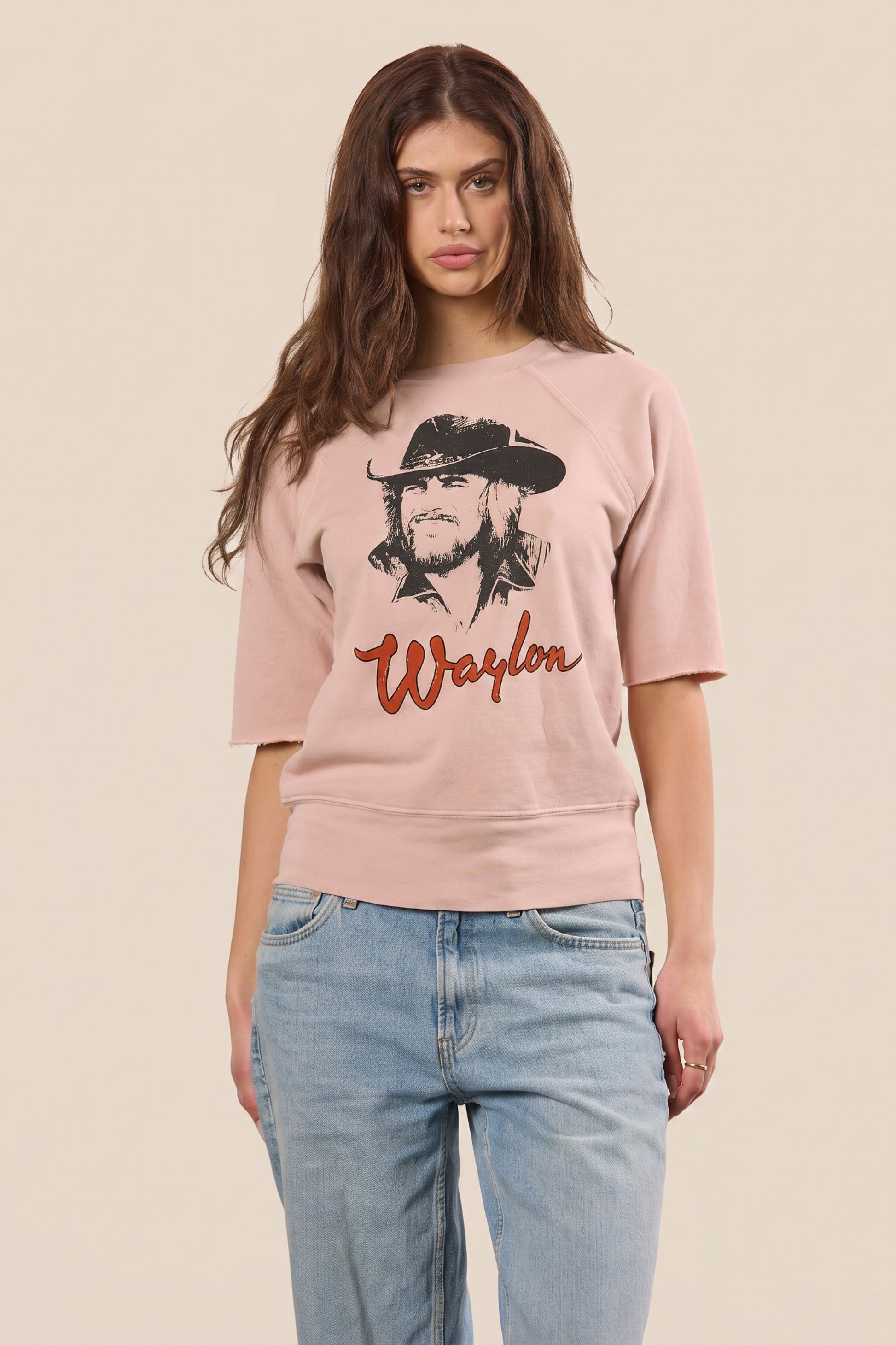 Waylon Jennings Raglan Womens Shirt Pink