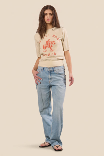 Willie Nelson On The Road Womens Raglan Shirt Cream