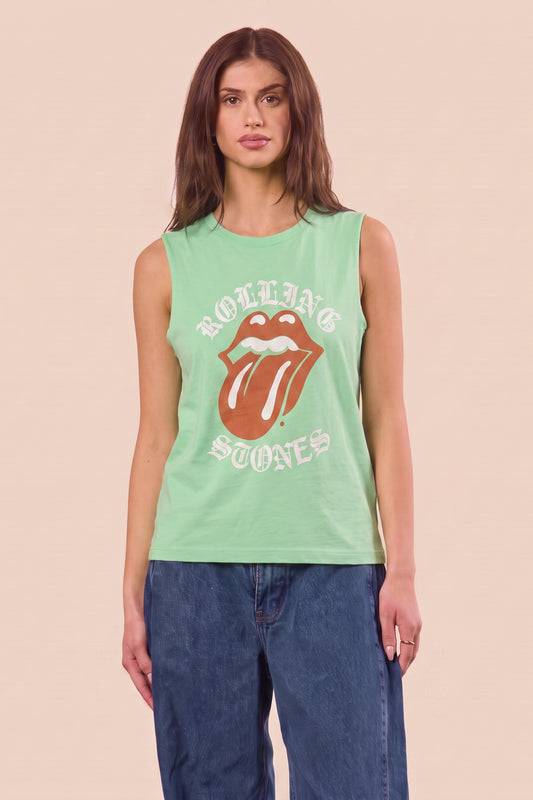 The Rolling Stones Old English Womens Tank Top Shirt Green
