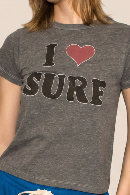 I Love Surf Tee Womens T Shirt Grey