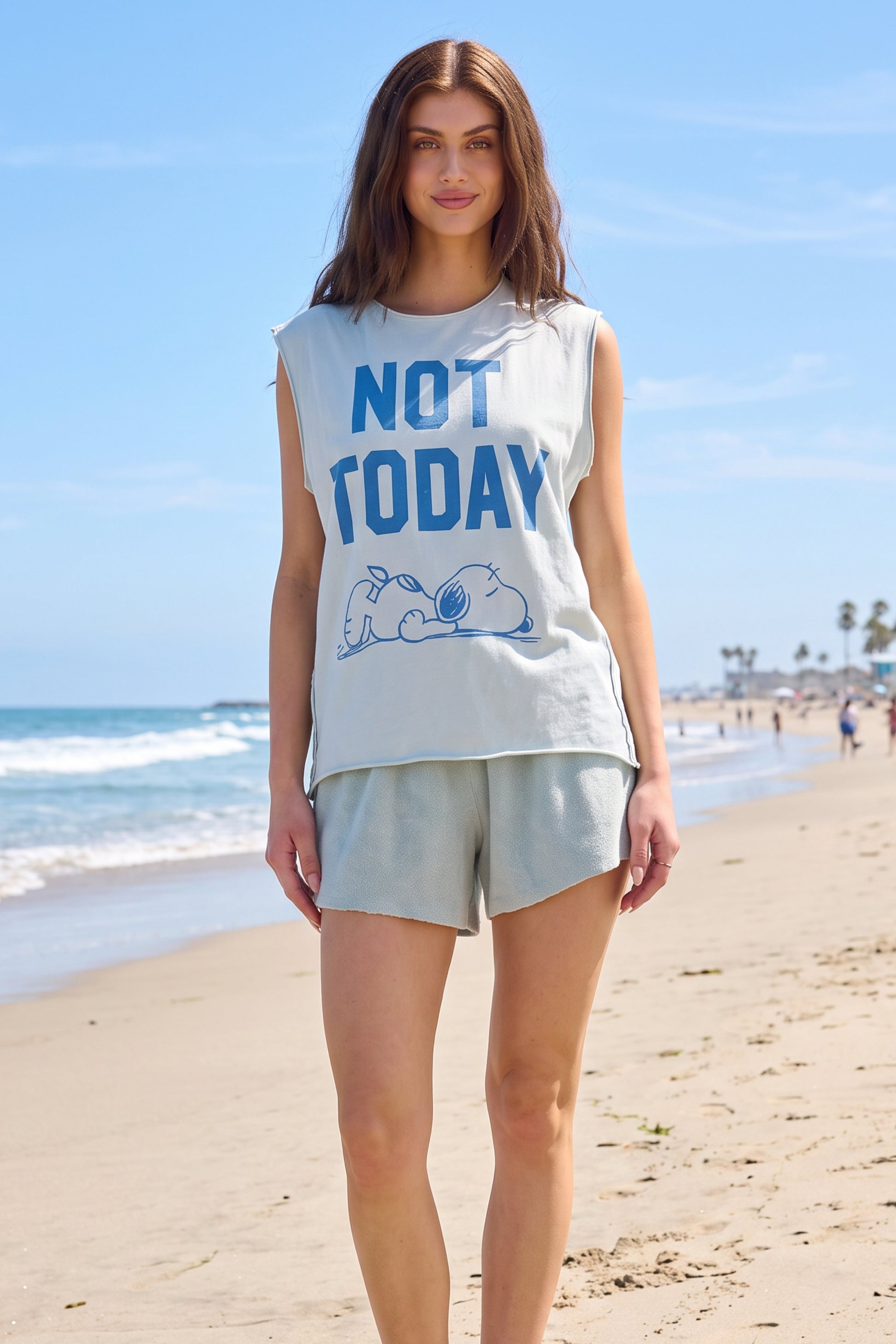 Peanuts Not Today Womens Tank Top T Shirt White