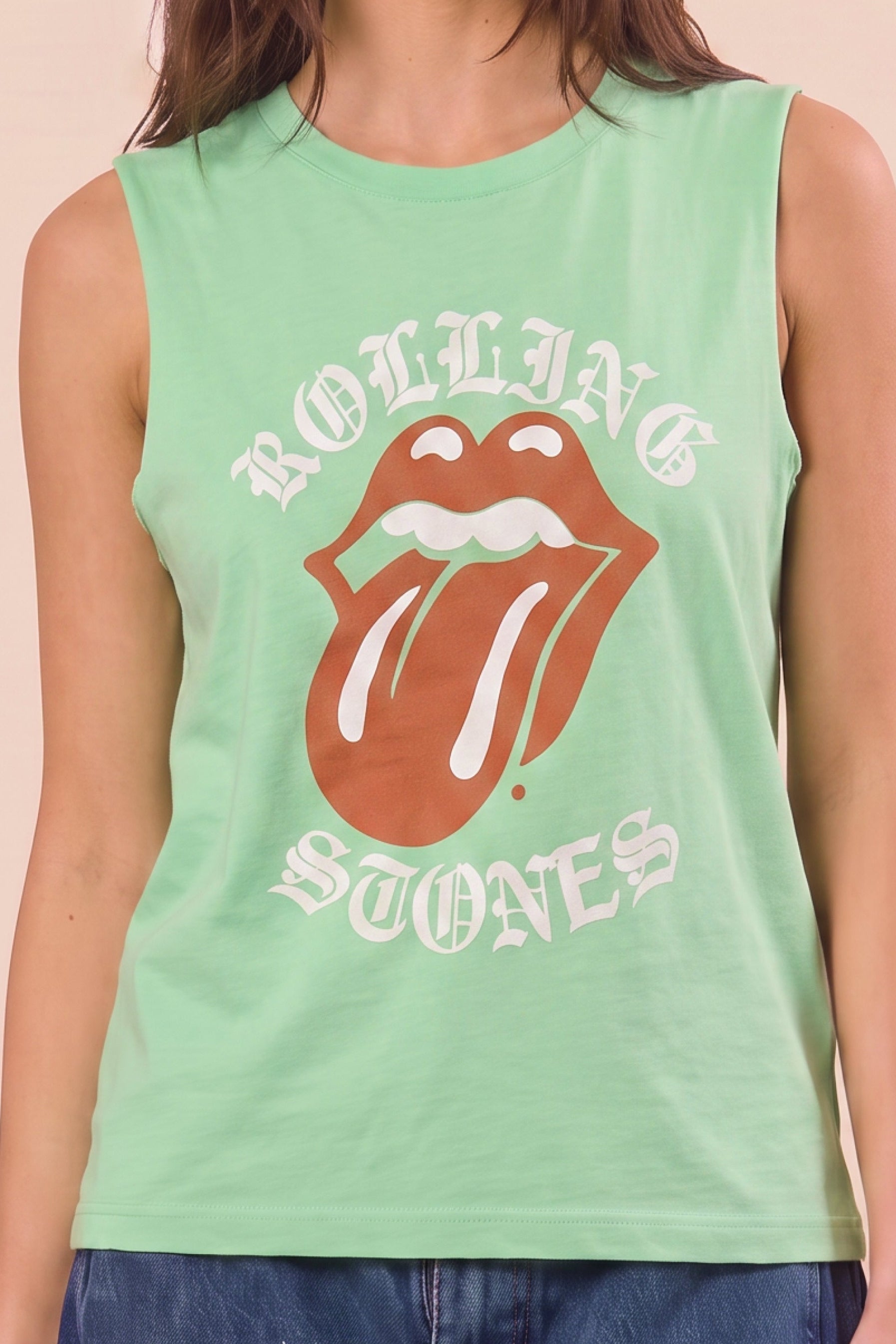 The Rolling Stones Old English Womens Tank Top Shirt Green