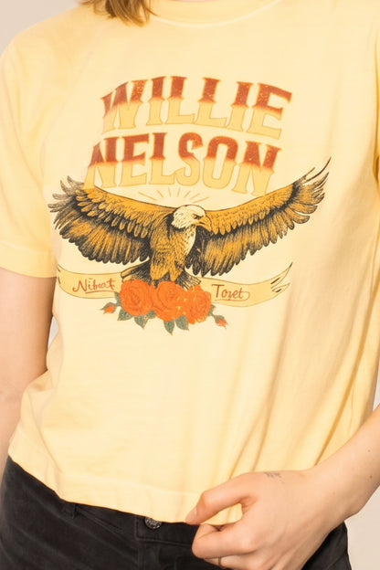 Willie Nelson Abbott, Texas Womens Tee T Shirt Yellow