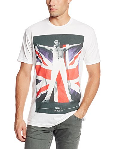 Freddie Mercury Men'S Freddie Mercury Freddie Flag T-Shirt, White, X-Large Mens T Shirt