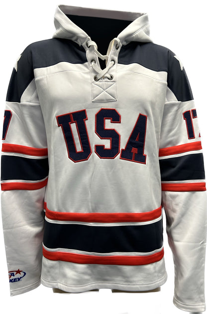 Jack O'Callahan USA Hockey Miracle on Ice 1980 Official Lace White Hoodie
