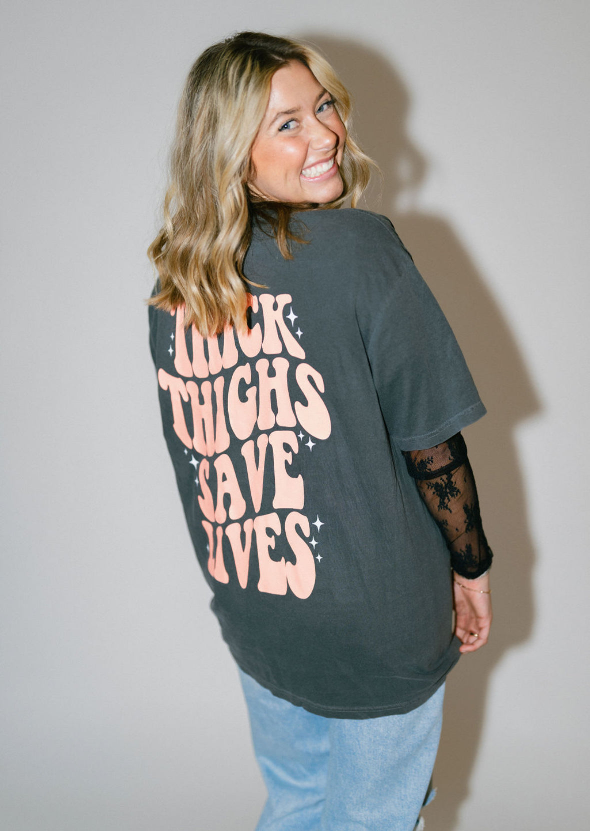 Thick Thighs Save Lives Graphic Tee Womens T Shirt Black