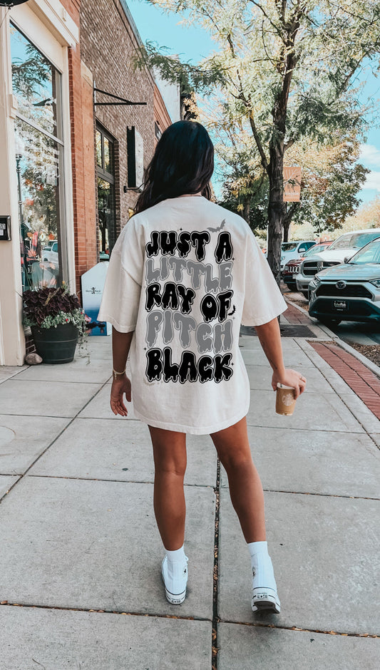 Just A Little Ray of Pitch Black Graphic Tee Womens T Shirt White