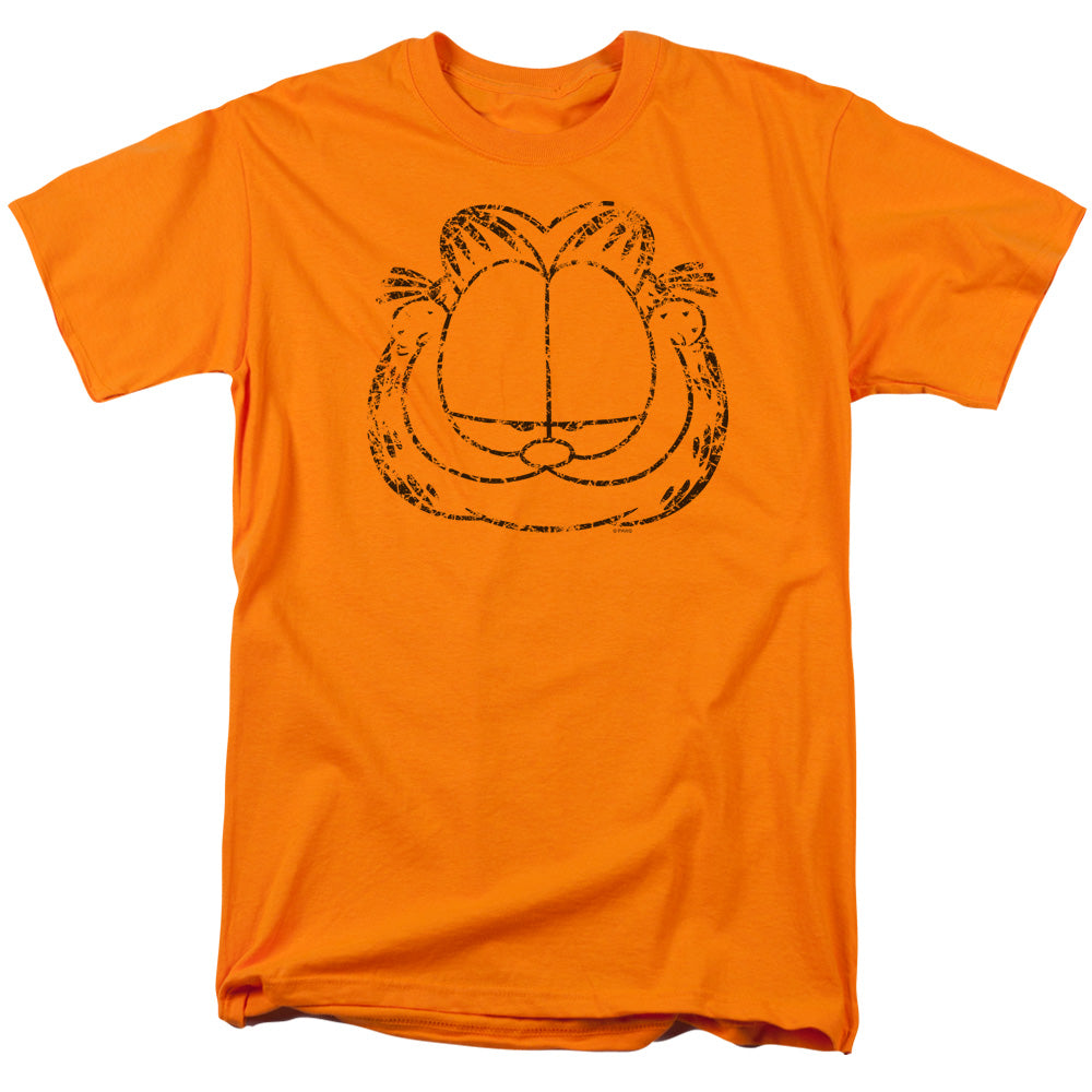 Garfield Smirking Distressed Mens T Shirt Orange