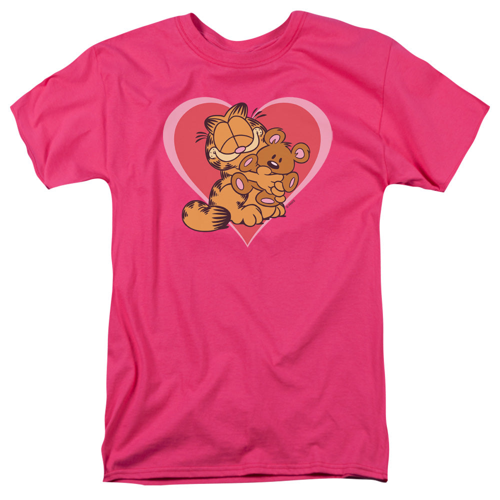 Garfield Cute Ncuddly Mens T Shirt Hot Pink