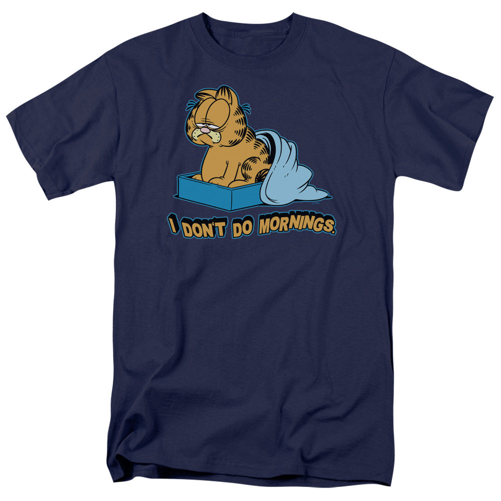 Garfield I Dont Do Mornings Mens T Shirt Navy