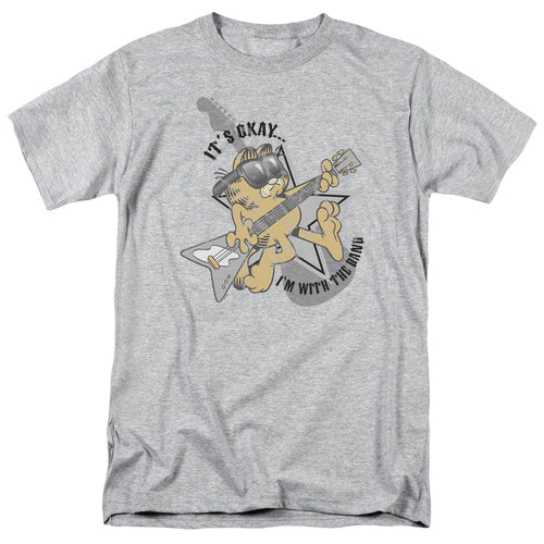 Garfield Im With The Band Mens T Shirt Athletic Heather
