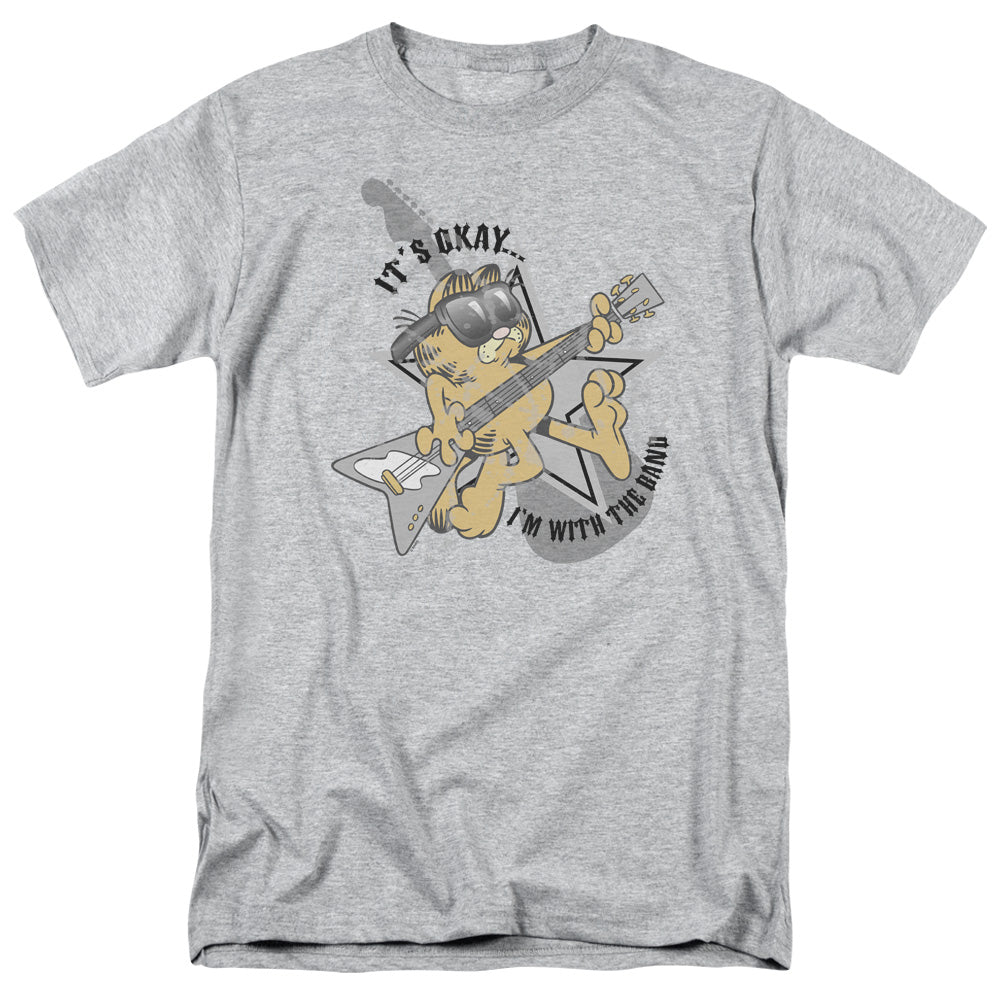 Garfield Im With The Band Mens T Shirt Athletic Heather