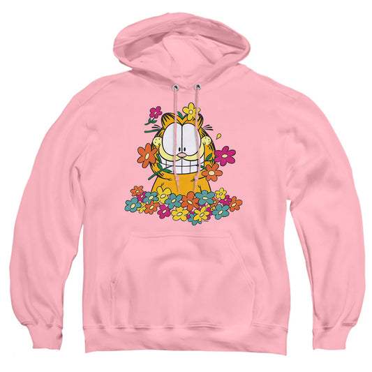 Garfield In The Garden Mens Hoodie Pink