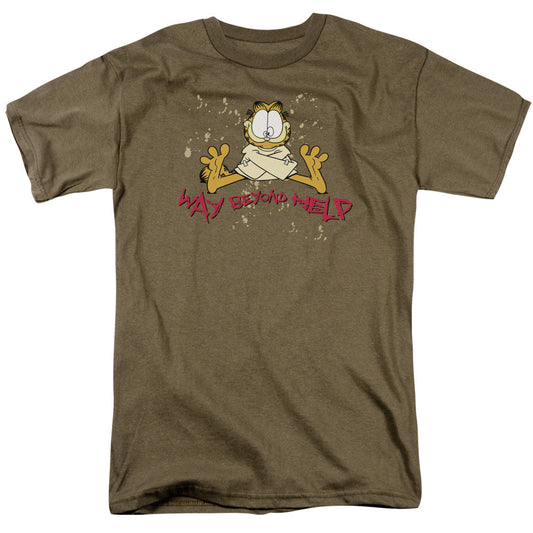 Garfield Way Beyond Help Mens T Shirt Safari Green