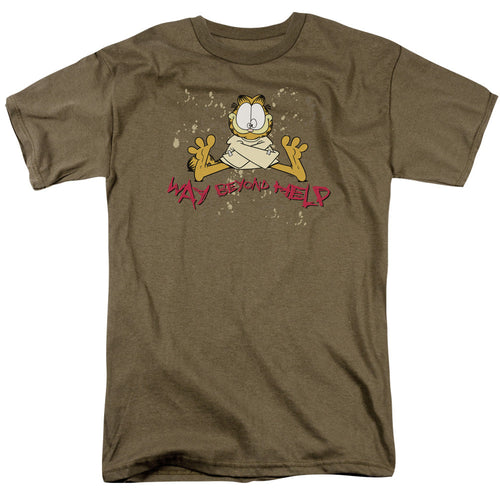 Garfield Way Beyond Help Mens T Shirt Safari Green