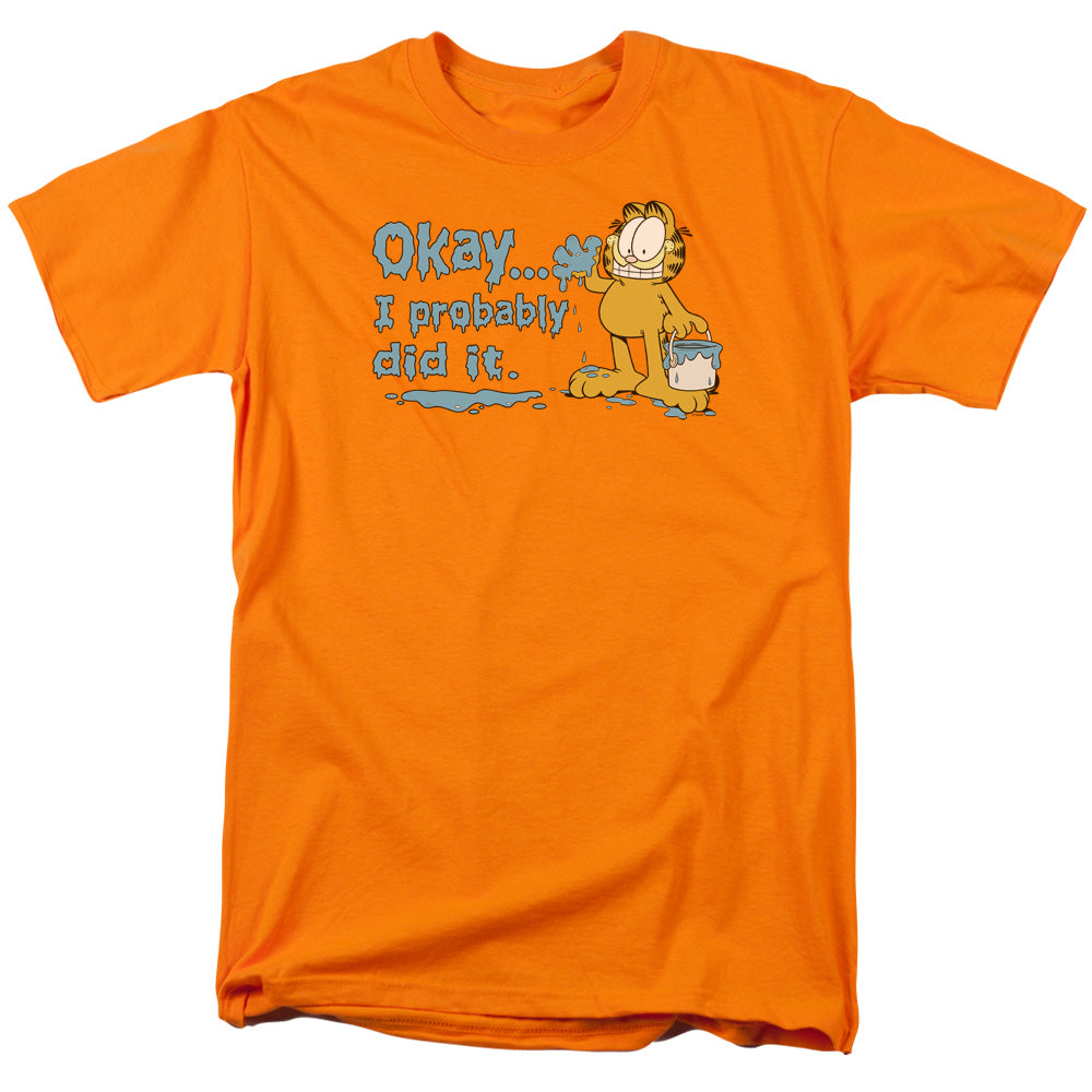 Garfield I Probably Did It Mens T Shirt Orange