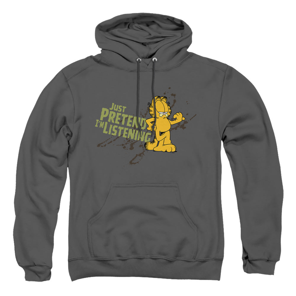 Garfield Just Pretend Im Listening Mens Hoodie Charcoal