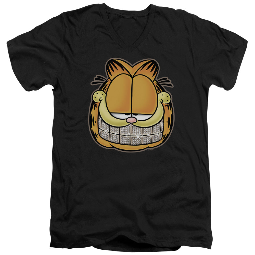 Garfield Nice Grill Mens Slim Fit V-Neck T Shirt Black