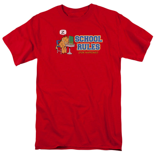 Garfield School Rules Mens T Shirt Red