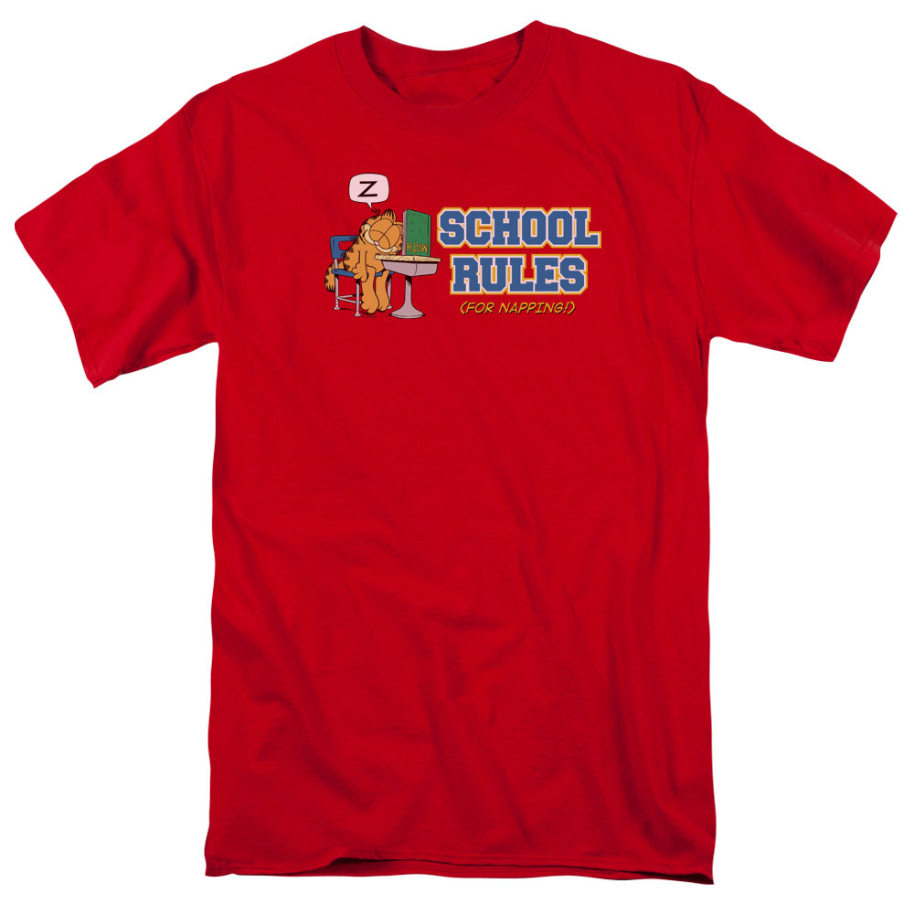 Garfield School Rules Mens T Shirt Red