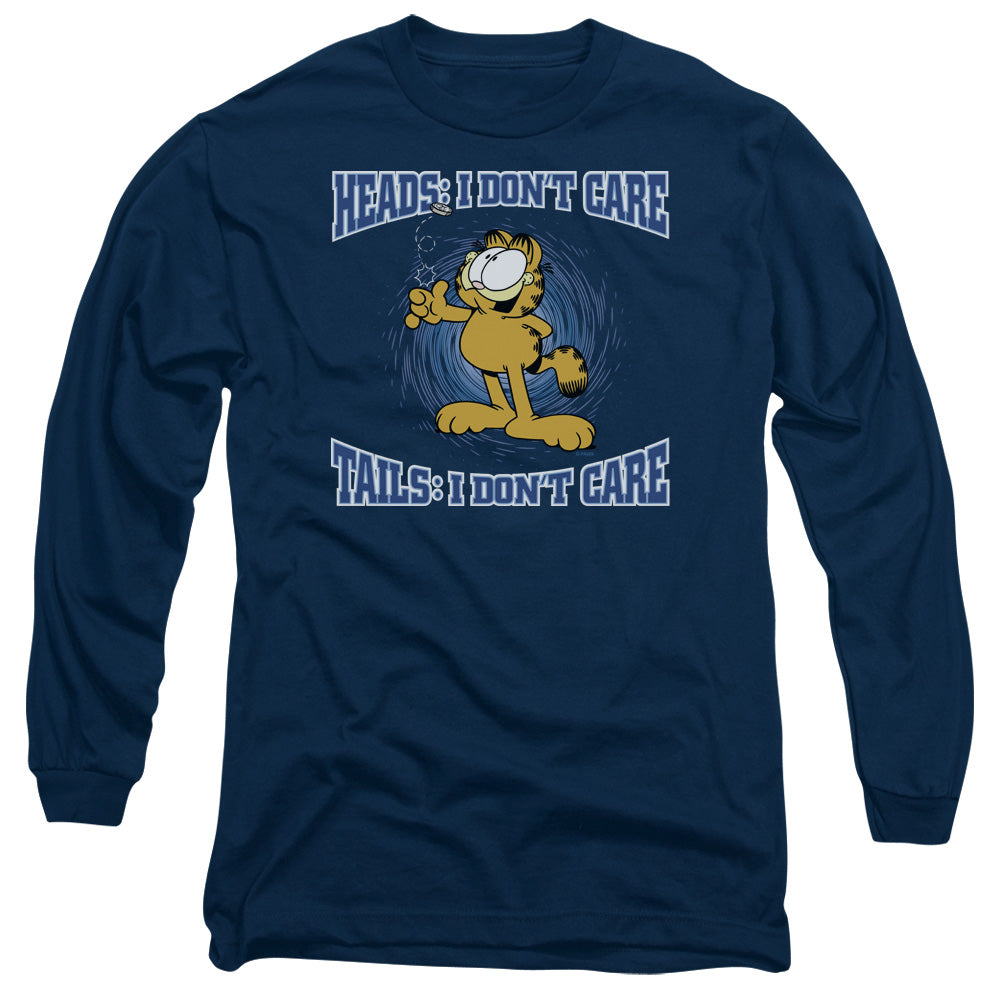 Garfield Heads Or Tails Mens Long Sleeve Shirt Navy Officially Licensed