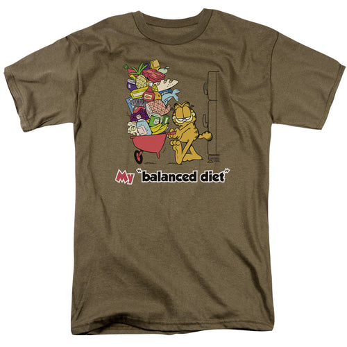 Garfield Balanced Diet Mens T Shirt Safari Green
