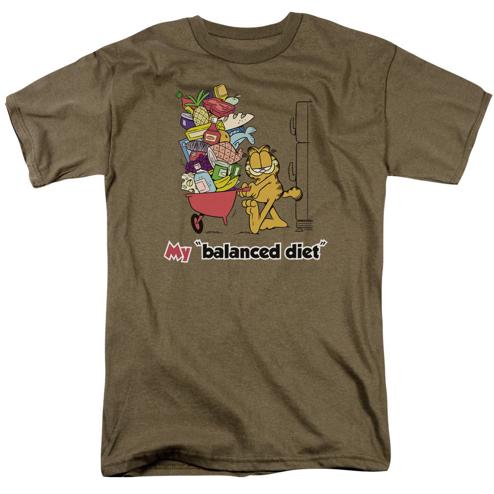 Garfield Balanced Diet Mens T Shirt Safari Green