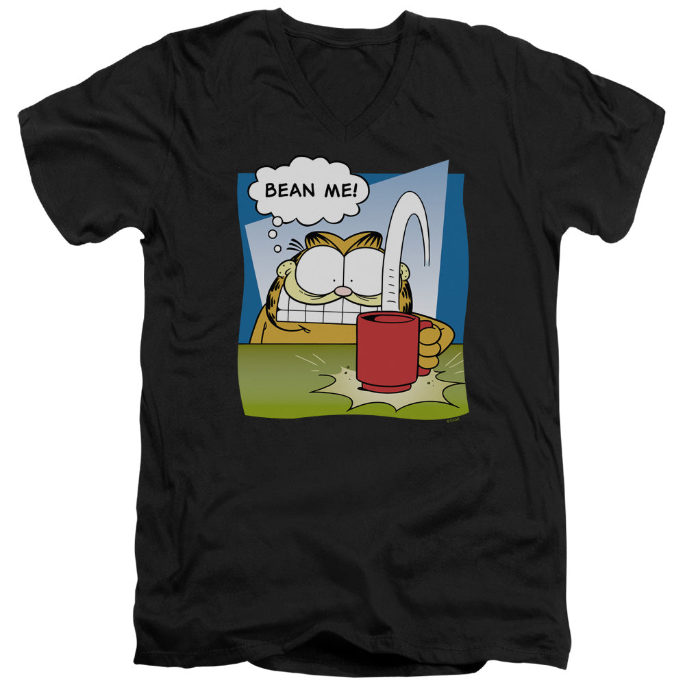 Garfield Bean Me Mens Slim Fit V-Neck T Shirt Black
