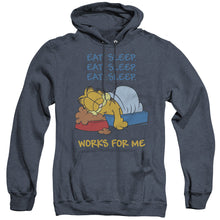 Load image into Gallery viewer, Garfield Works For Me Heather Mens Hoodie Navy
