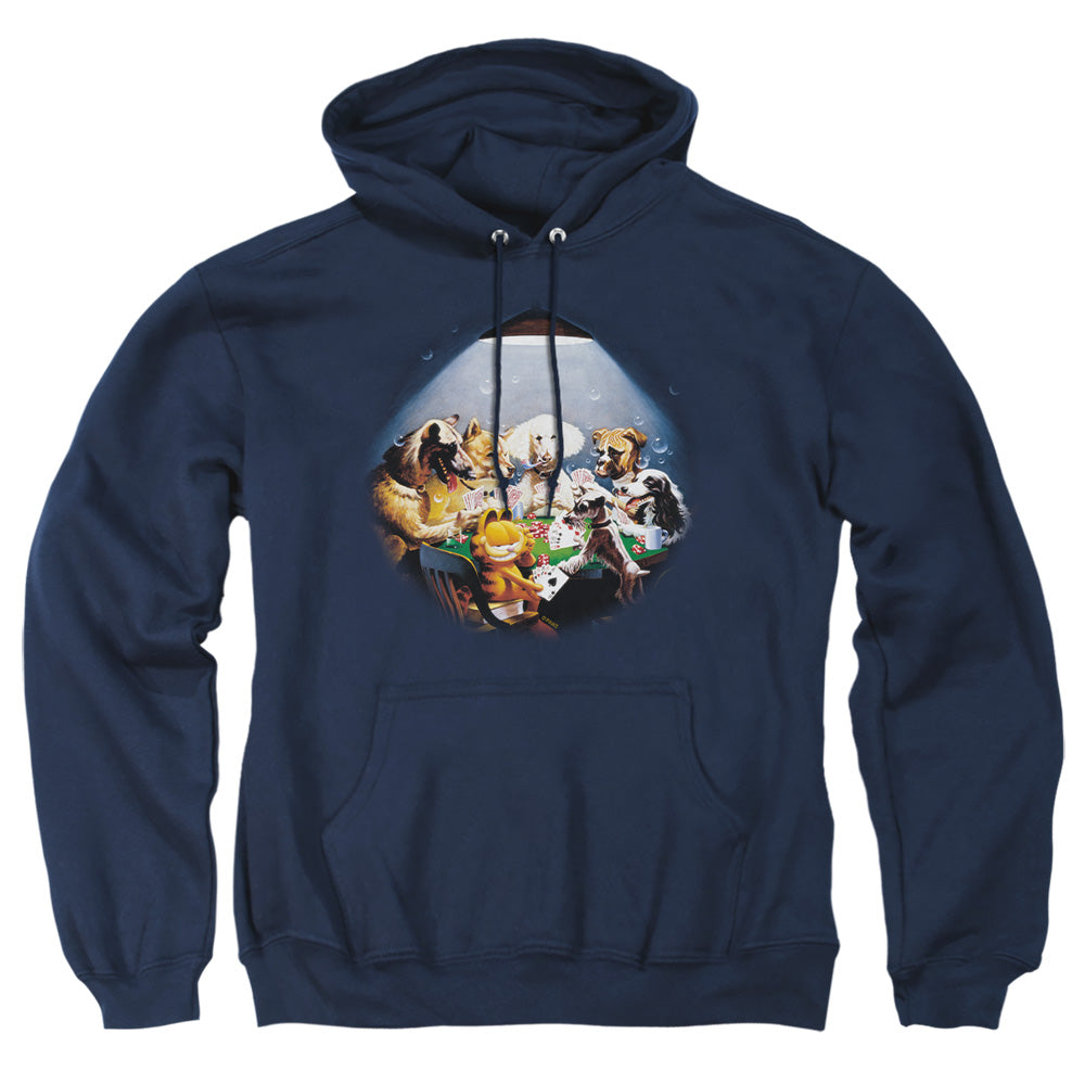 Garfield Playing With The Big Dogs Mens Hoodie Navy
