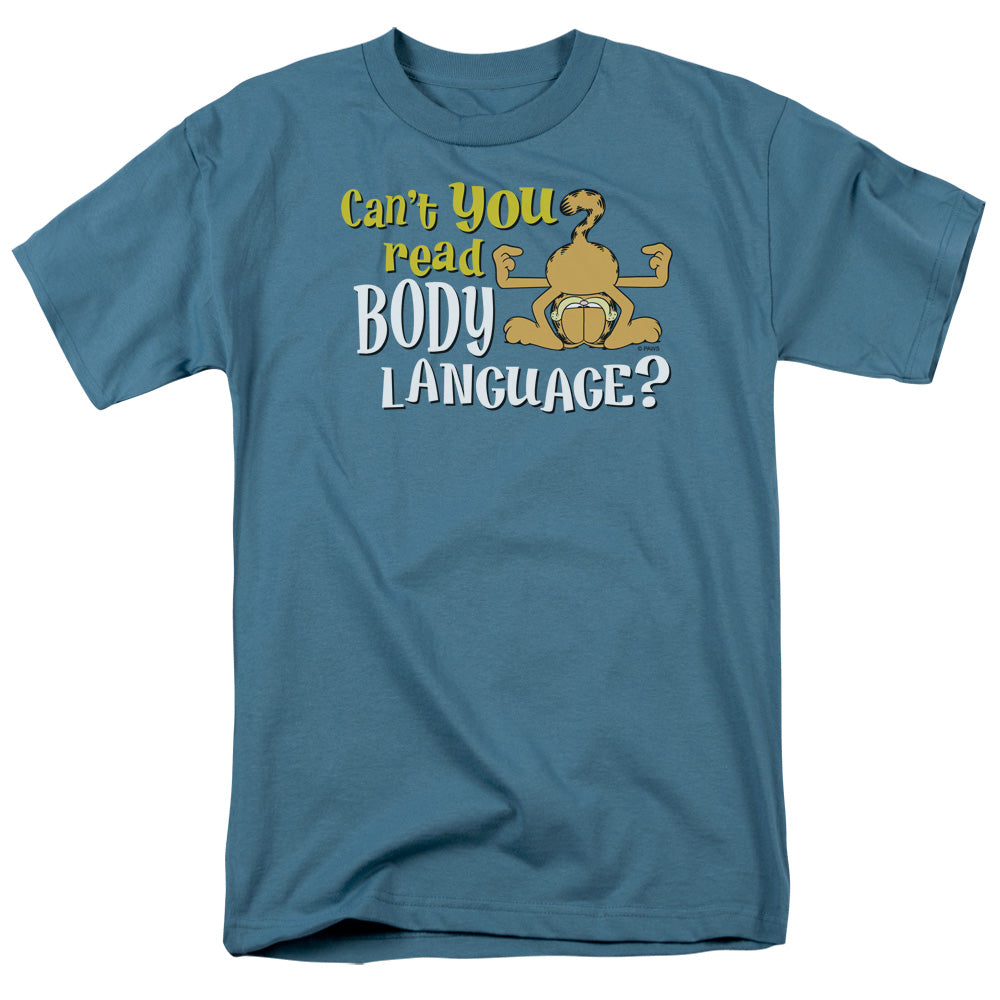 Garfield Body Language Mens T Shirt Slate