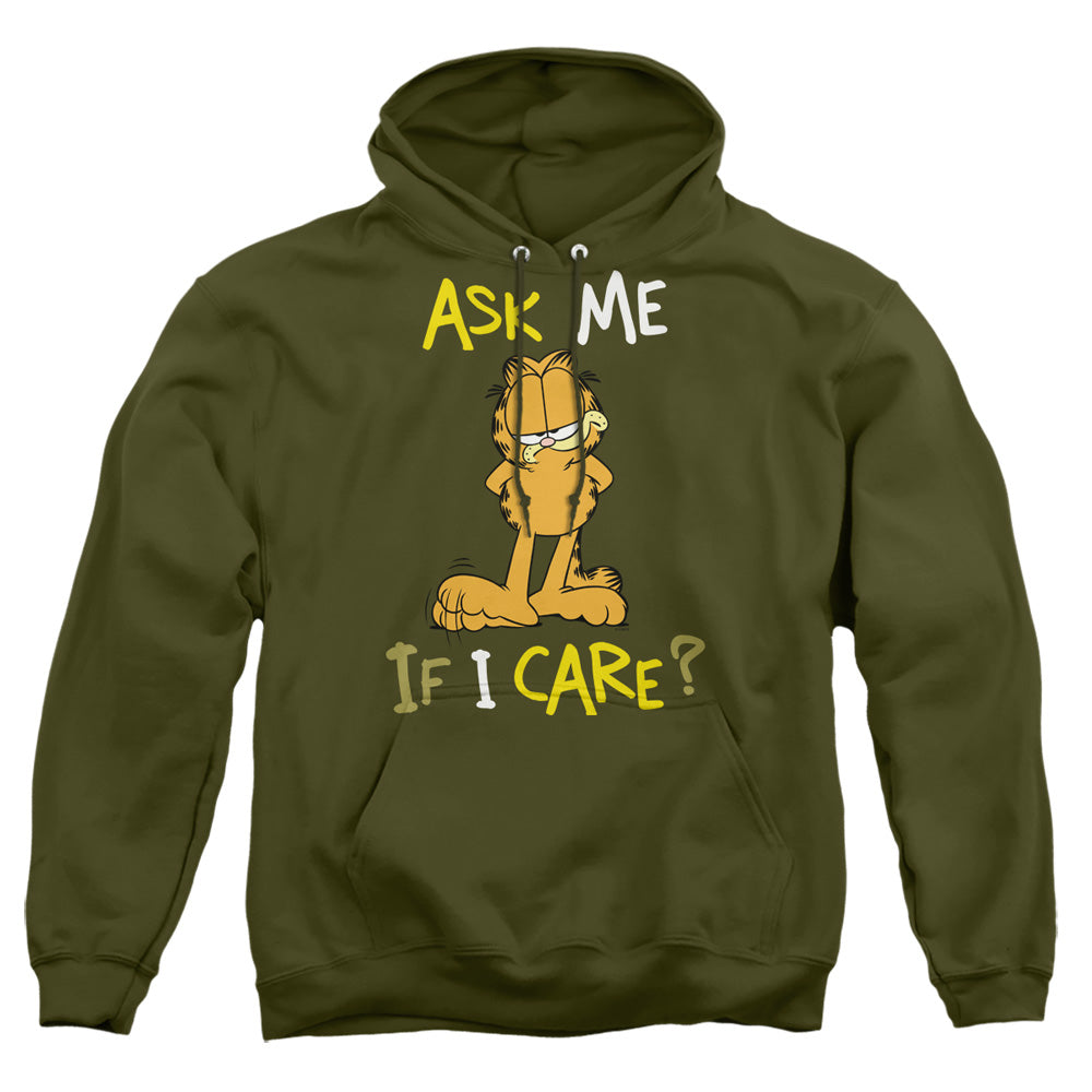 Garfield Ask Me If I Care Mens Hoodie Military Green