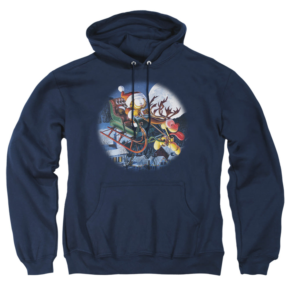 Garfield Moonlight Ride Mens Hoodie Navy