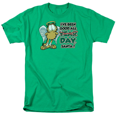 Garfield Ive Been Good Mens T Shirt Kelly Green