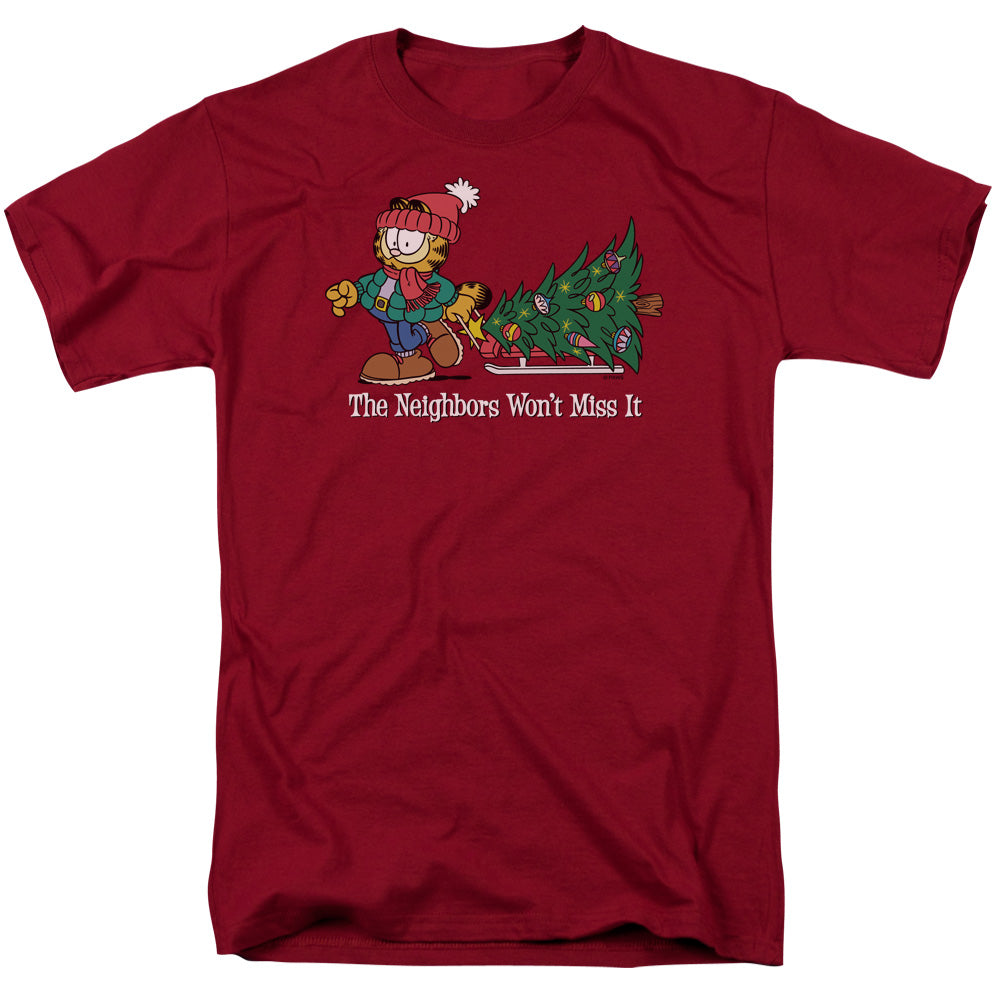 Garfield Wont Miss It Mens T Shirt Cardinal