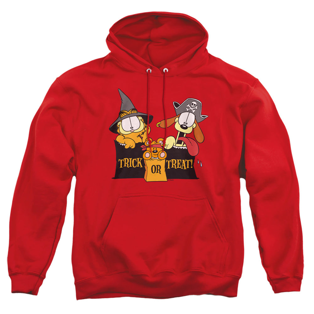 Garfield Trick Or Treat Mens Hoodie Red