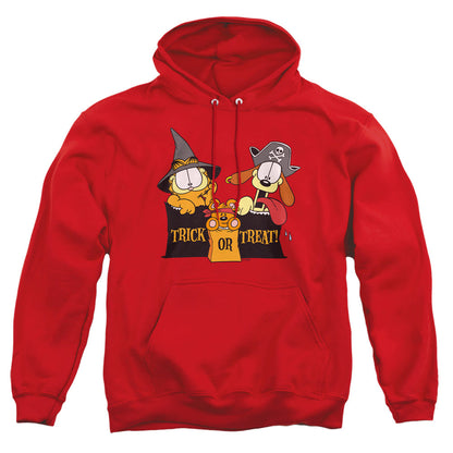 Garfield Trick Or Treat Mens Hoodie Red