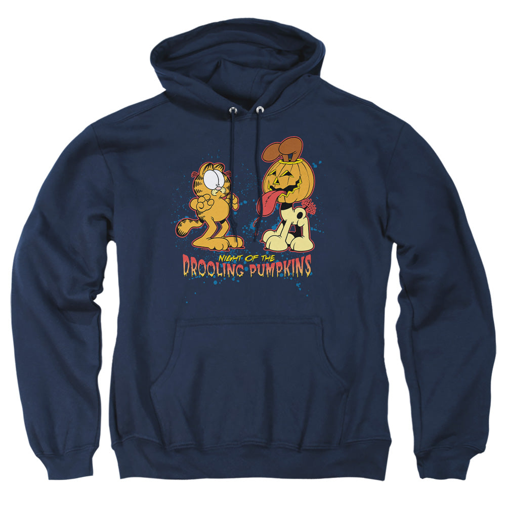 Garfield Drooling Pumpkins Mens Hoodie Navy