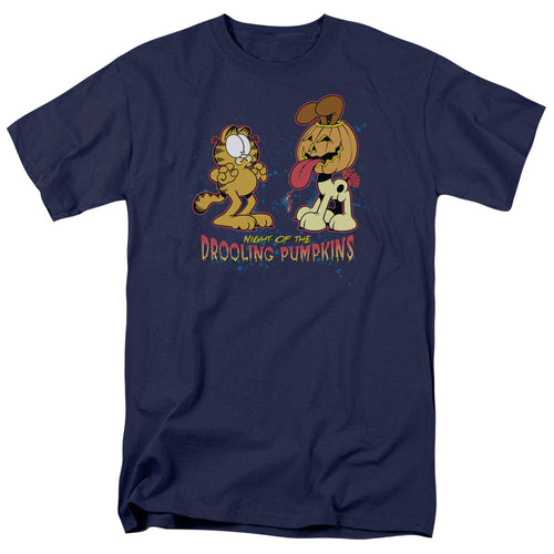 Garfield Drooling Pumpkins Mens T Shirt Navy