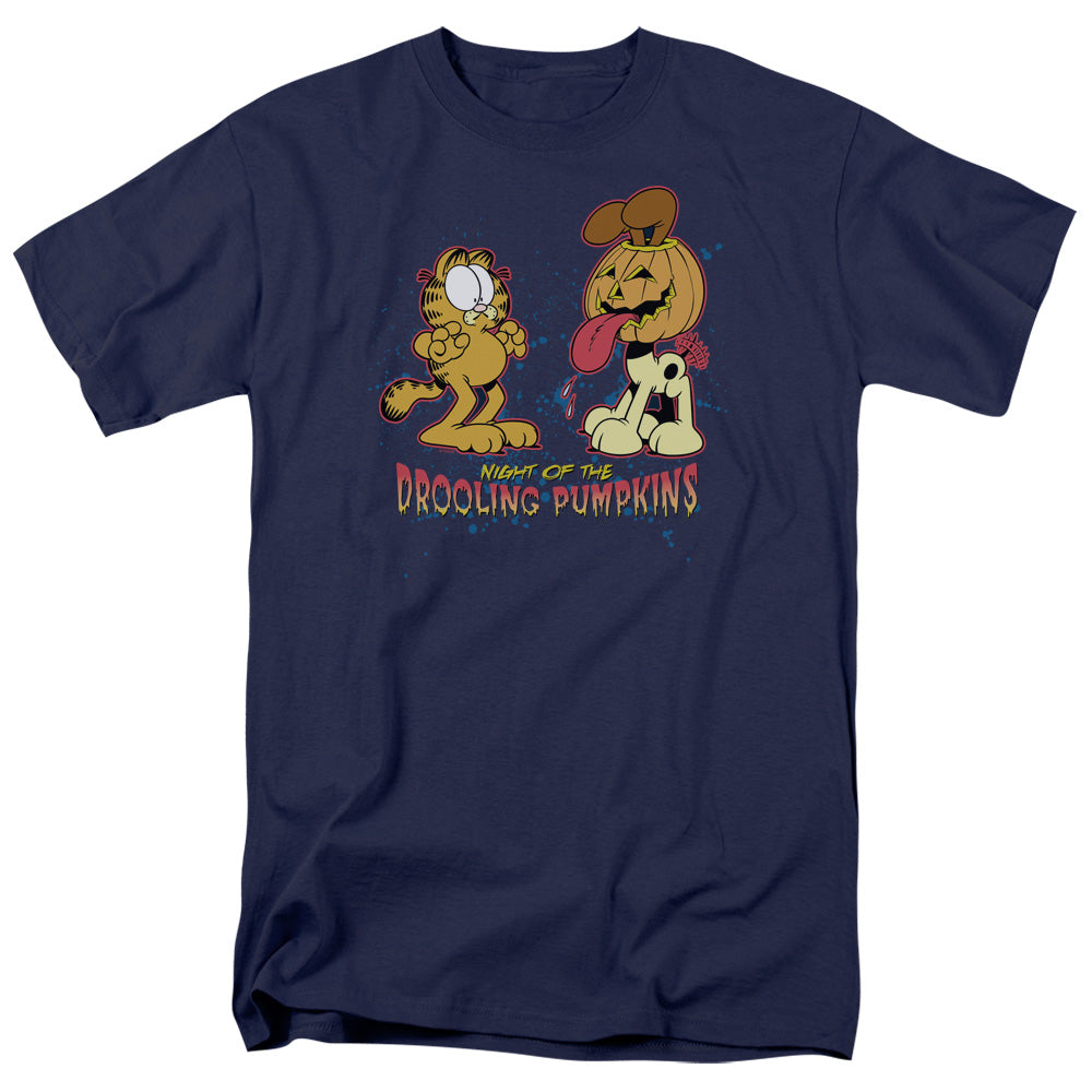 Garfield Drooling Pumpkins Mens T Shirt Navy
