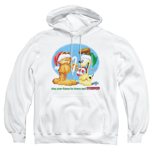 Garfield Merry And Striped Mens Hoodie White