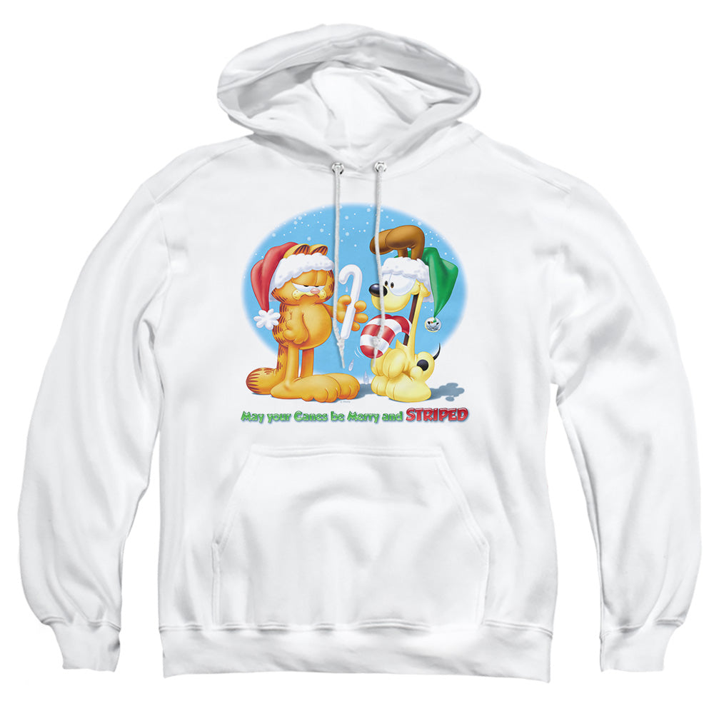 Garfield Merry And Striped Mens Hoodie White