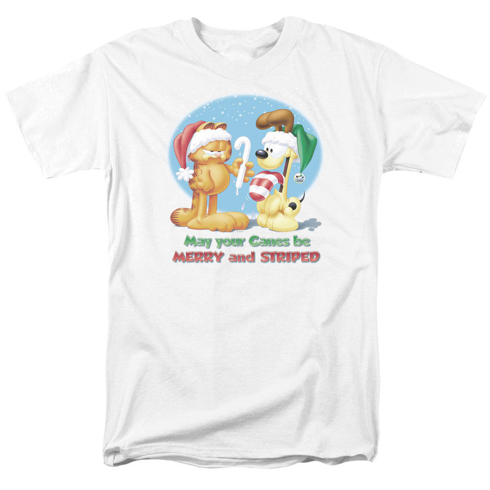 Garfield Merry And Striped Mens T Shirt White