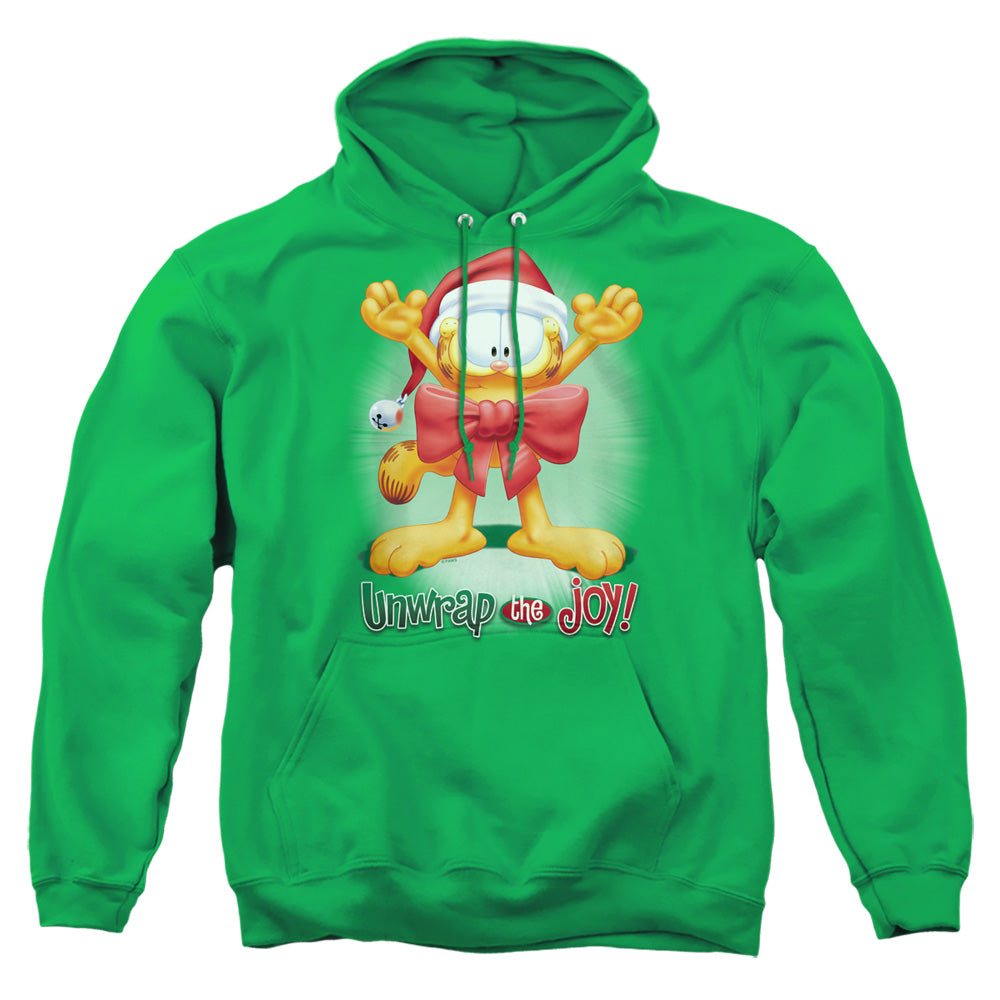 Garfield Unwrap The Joy! Mens Hoodie Kelly Green