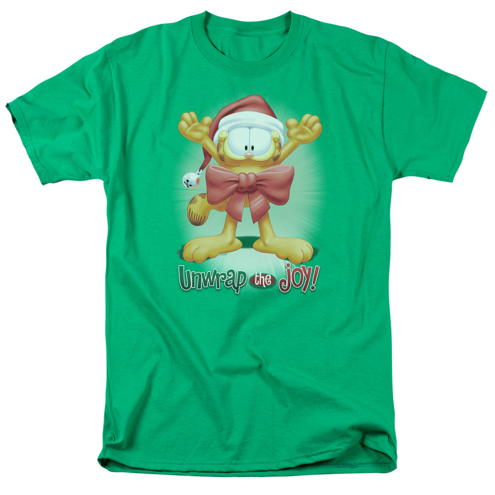 Garfield Unwrap The Joy! Mens T Shirt Kelly Green