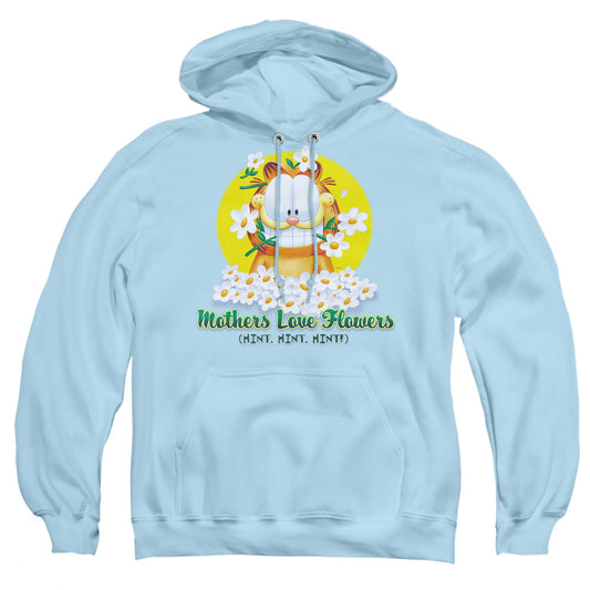 Garfield Mothers Love Flowers Mens Hoodie Light Blue