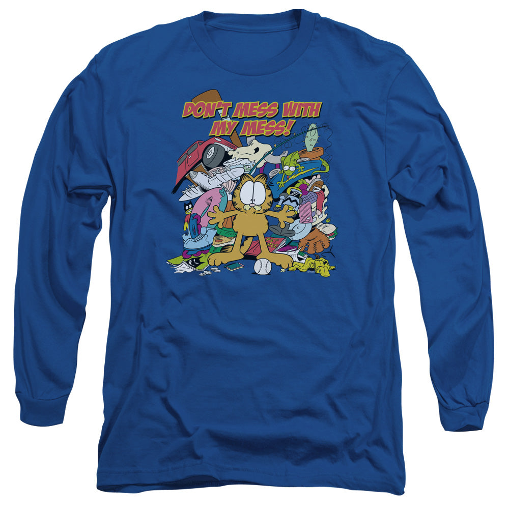Garfield My Mess Mens Long Sleeve Shirt Royal Officially Licensed